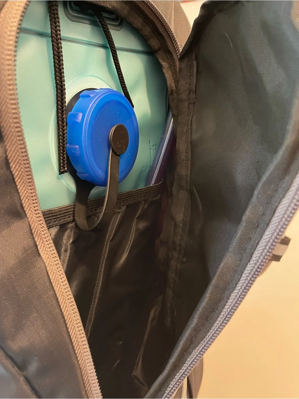 New Black Hydration Backpack with Blue Drinking Tube